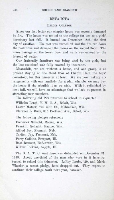 Beta-Iota, February 1919